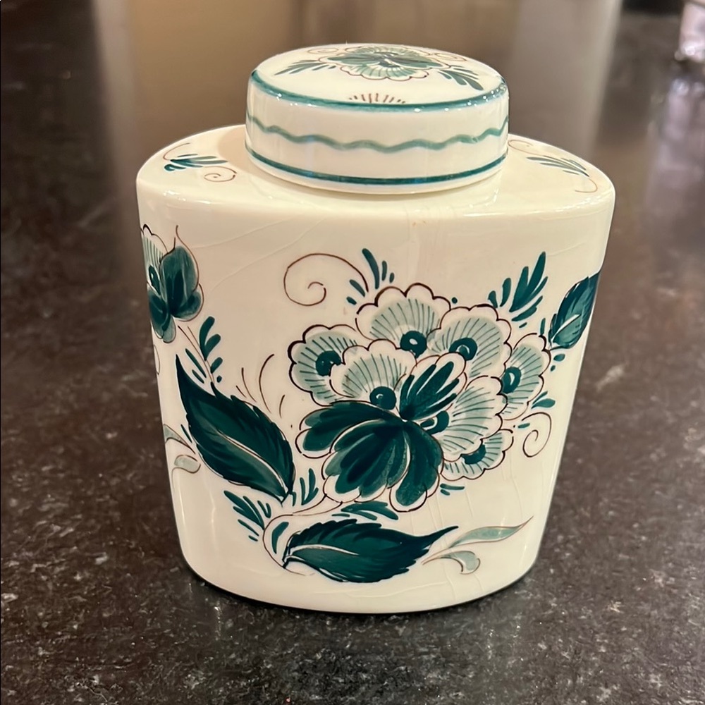 Delft Holland Mini Ginger Jar Green and Ivory